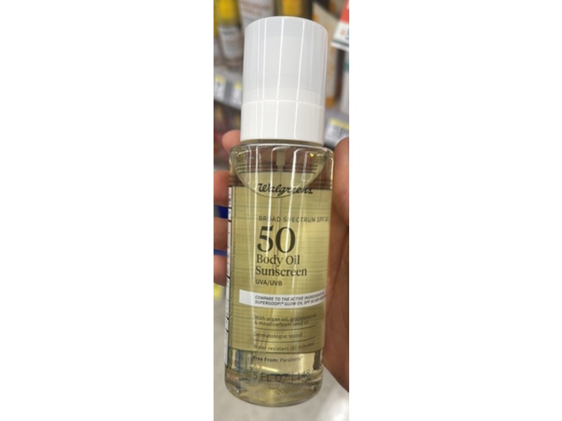 Walgreens Body Oil Sunscreen, SPF 50, 5 fl oz/148 mL