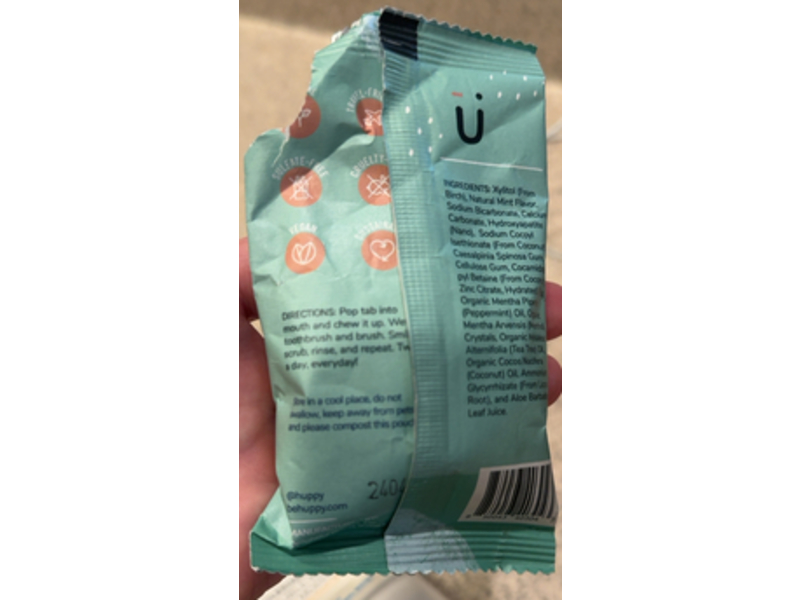 Huppy All-Natural Toothpaste Tablets, Peppermint, 62 Count