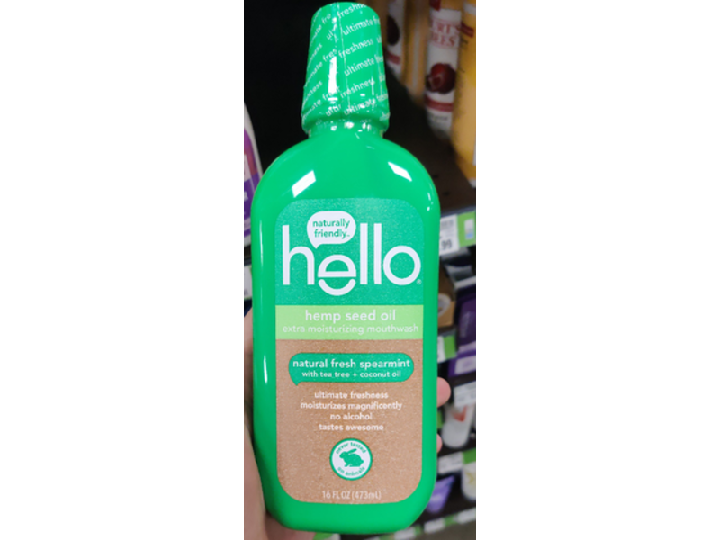 Hello Hemp Seed Oil Extra Moisturizing Mouthwash, Fresh Spearmint, 16 fl oz/473 mL, Pack of 2