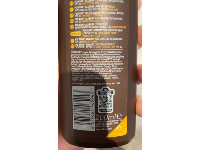 Piz Buin Allergy Sun Sensitive Lotion, SPF 30, 200 mL