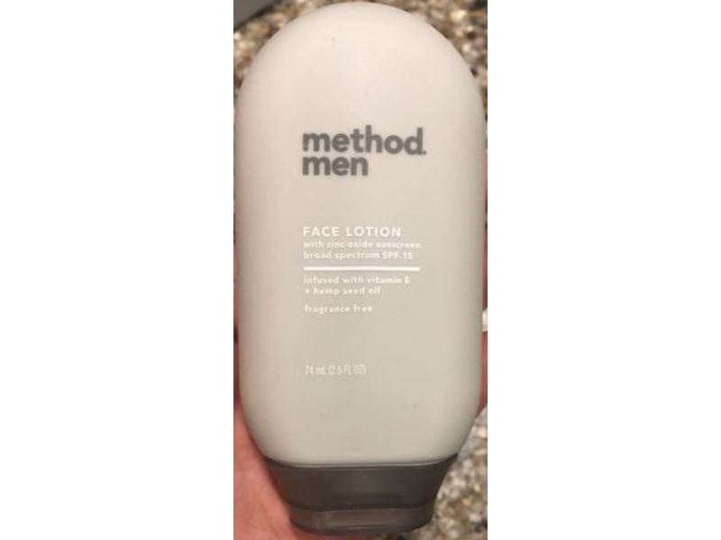 Method Men Face Lotion, SPF15, Fragrance Free, 2.5 oz/74 mL
