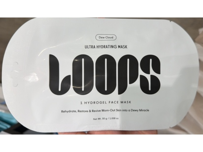 Loops Dew Cloud Ultra Hydrating Hydrogel Face Mask, 1.058 oz/30 g, Pack Of 5