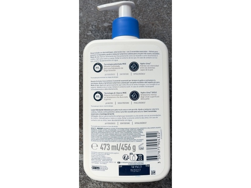 Cerave Intensive Moisturizing Lotion, 16 fl oz/473 mL