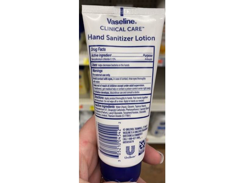 Vaseline Clinical Care Hand Sanitizer Lotion, 3 fl oz/88.5 mL
