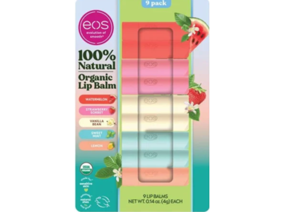 EOS 100% Natural Organic Lip Balm Kit, 0.14 oz/4g, 9 Pack