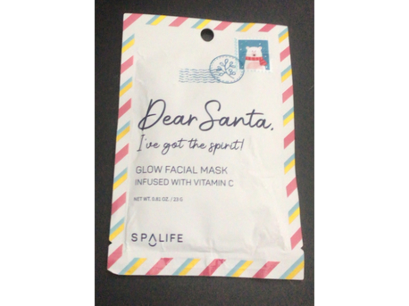 Spa Life Dear Santa, I've Got The Spirit! Glow Facial Mask, Vitamin C, 0.81 oz/23 g