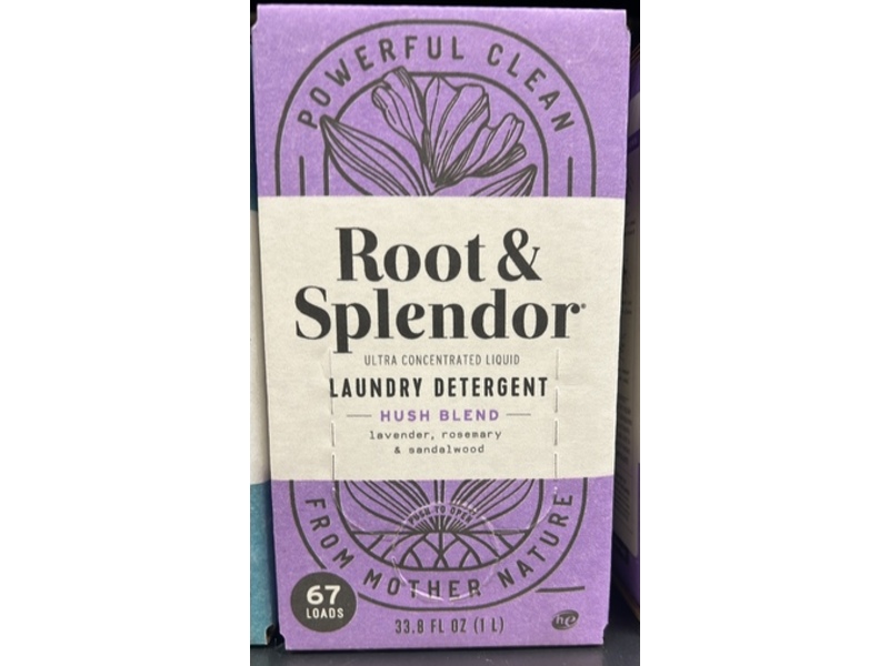 Root & Splendor Ultra Concentrated Liquid Laundry Detergent, Hush Blend, 67 Loads, 33.8 fl oz/1 L