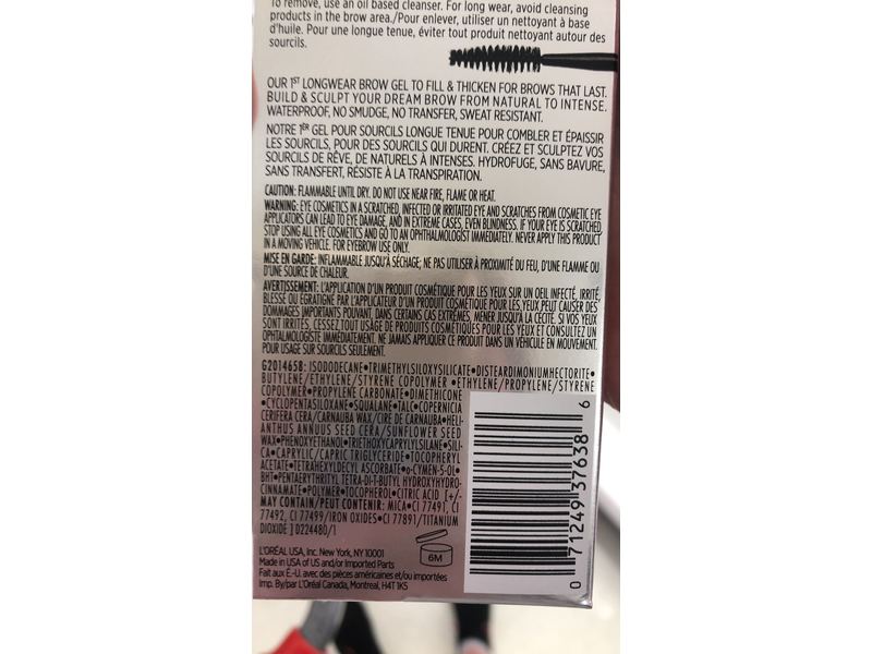 L'Oreal Paris Unbelieva Brow Longwear Brow Gel, Blonde, 0.15 fl oz/4.5 mL