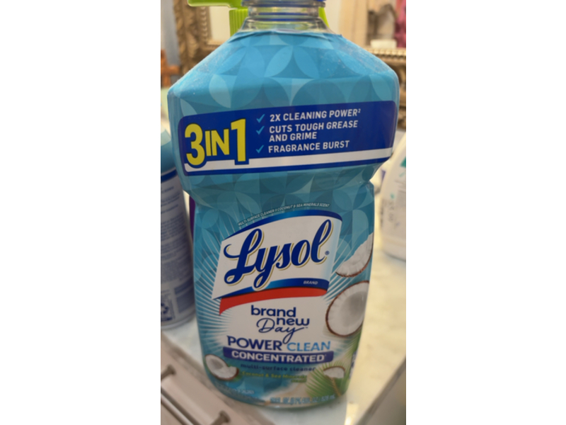 Lysol 3 In 1 Power Clean Multi-Surface Cleaner, Coconut & Sea Mineral, 28 fl oz/828 mL