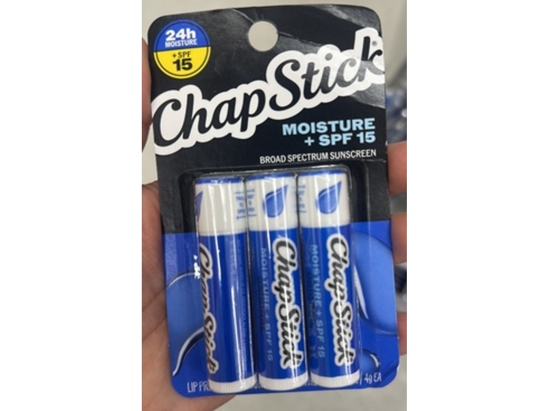 Chapstick Moisture+Spf, SPF 15, 0.15 oz/4g, Pack Of 3