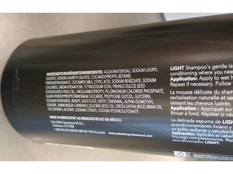 Sebastian Professional Light Shampoo, 3.38 fl oz/1 L