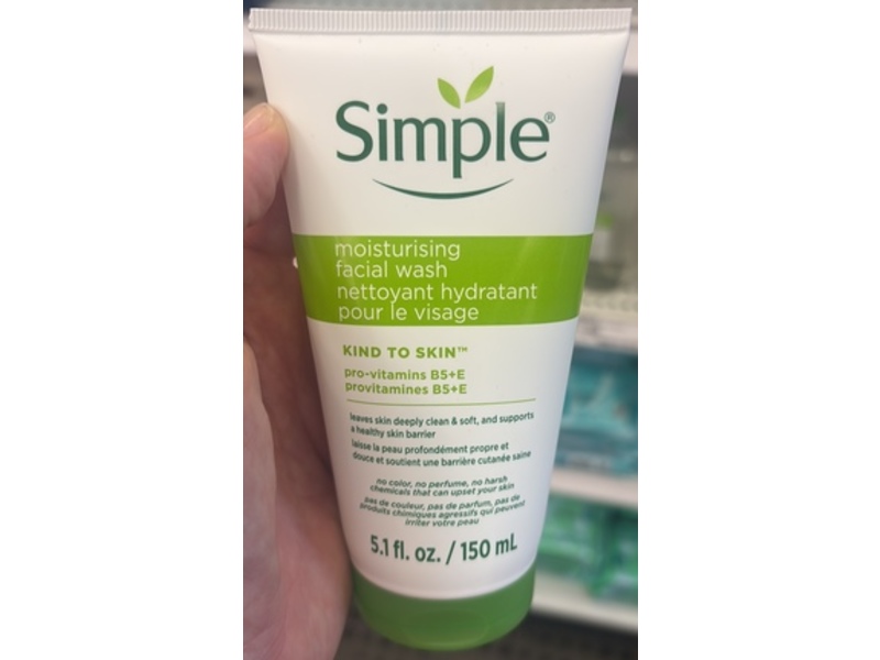 Simple Kind To Skin Moisturising Facial Wash, Pro-Vitamins B5+E, 5.1 fl oz/150 mL
