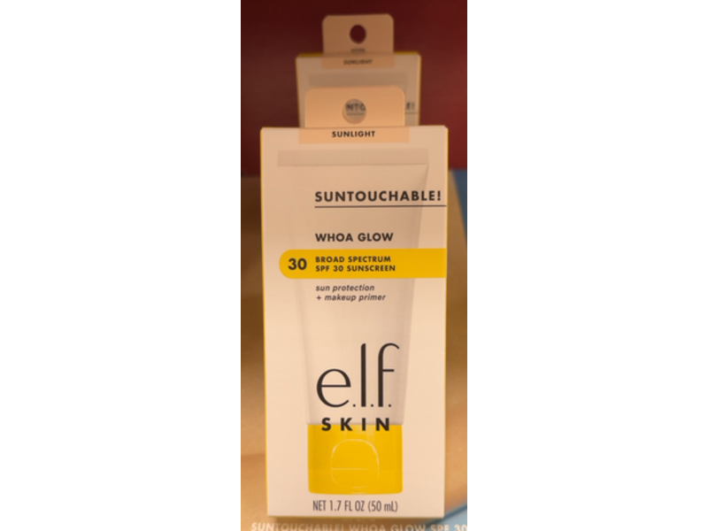 e.l.f. Skin Suntouchable Whoa Glow Sunscreen Protection + Makeup Primer, Sunlight, 1.7 fl oz/50 mL