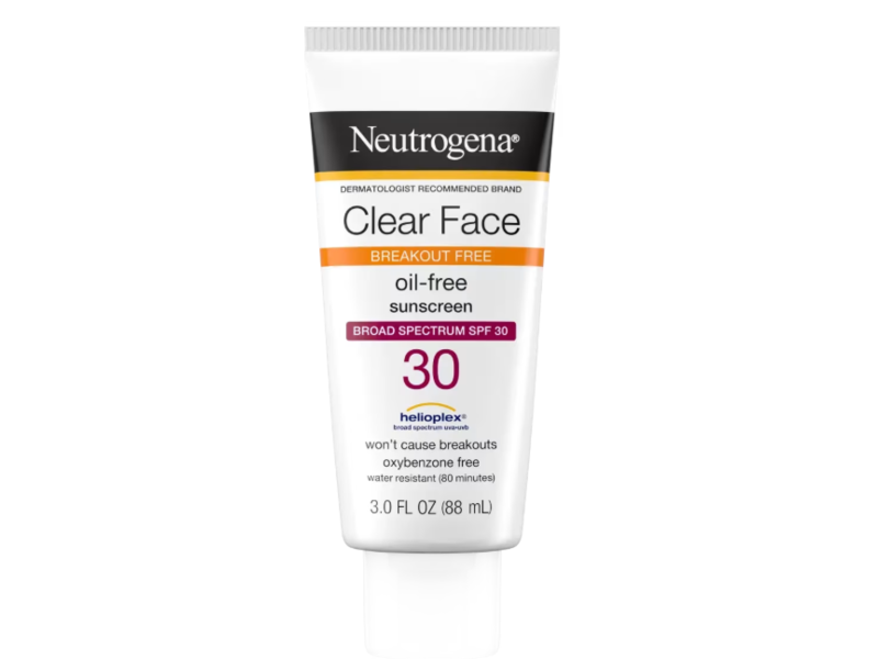 Neutrogena Clear Face Oil-Free Sunscreen, SPF 30, 3 fl oz/88 mL