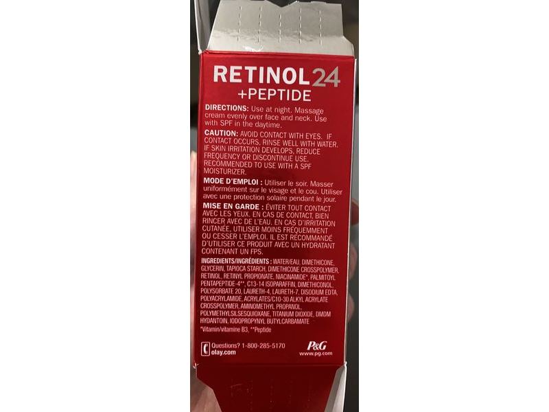 Olay Regenerist Retinol 24 +Peptide Night Hydrating Moisturizer, Fragrance-Free, 0.5 fl oz/15 mL