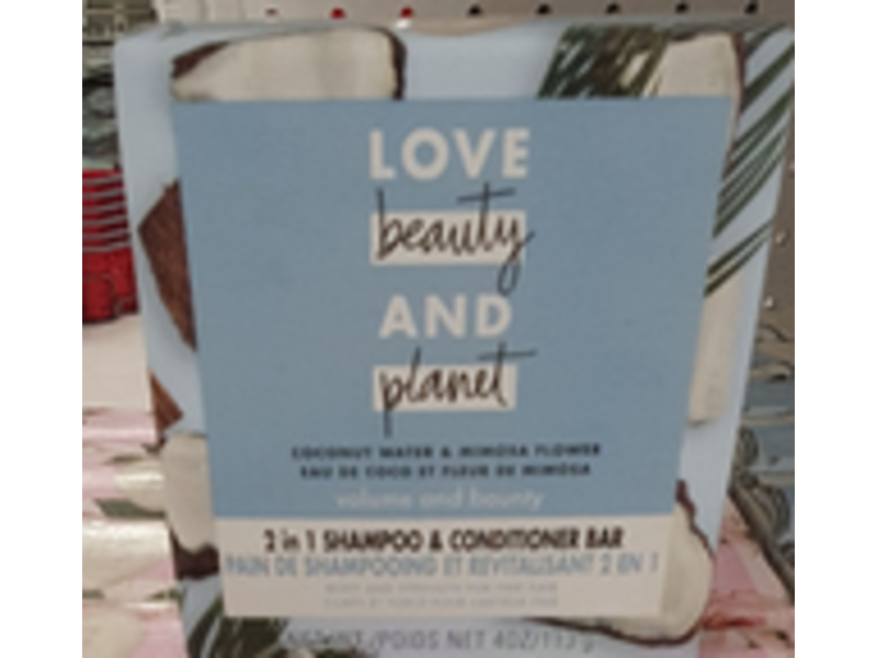 Love Beauty And Planet 2 In 1 Shampoo & Conditioner Bar, Volume And Bounty, Coconut Water & Mimosa Flower, 4 oz/113 g