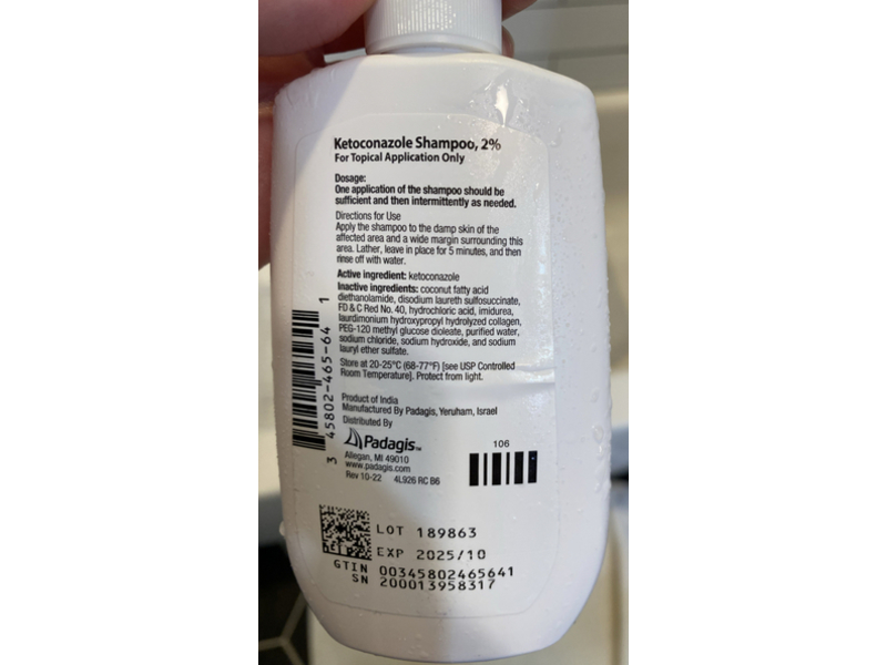 Ketoconazole Shampoo 2%, 4 fl oz, Padagis (Rx)