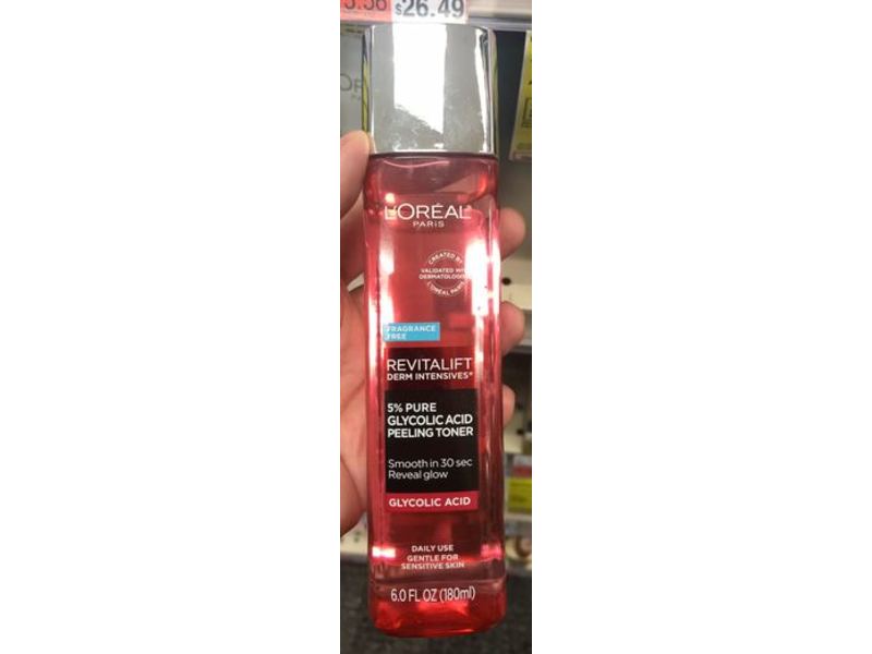 L'Oreal Paris Revitalift 5% Pure Glycolic Acid Peeling Toner, Fragrance Free, 6 fl oz/180 ml
