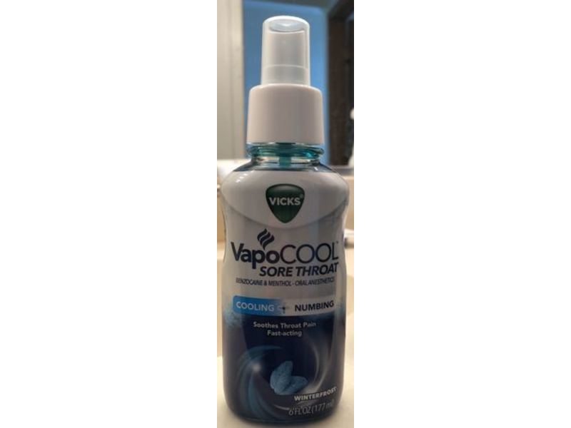 Vicks Vapocool Sore Throat Spray, Cooling + Numbing, 6 fl oz/177 mL