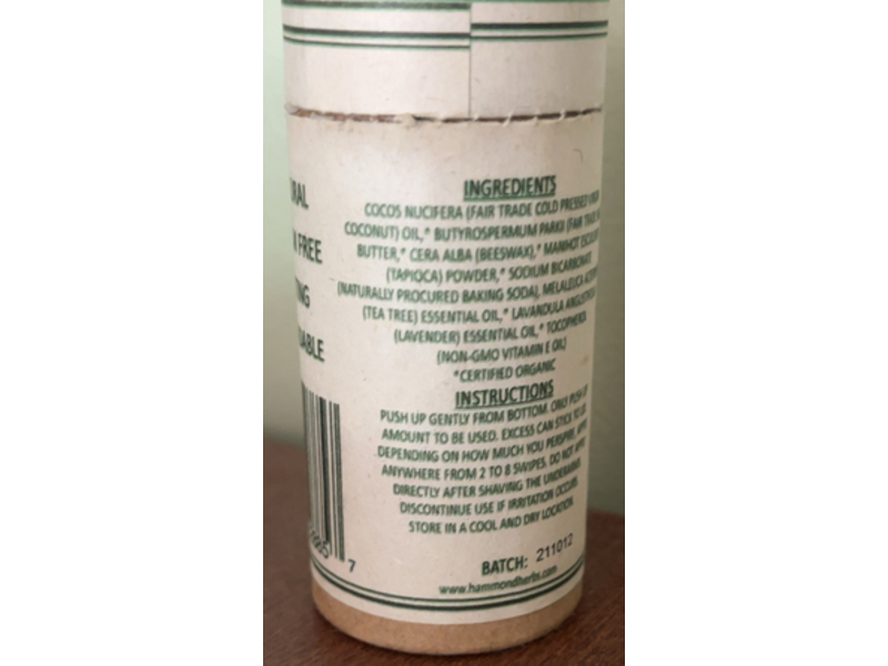 Hammond Herbs Pit Stop Natural Deodorant, Tea Tree & Lavender, 2.3 oz