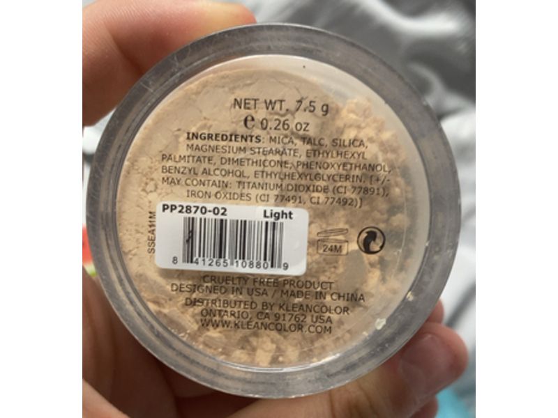 Kleancolor HD High Definition Matte Setting Loose Powder, 02 Light, 0.26 oz/1.5 g