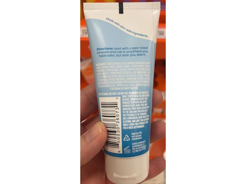 Lume Whole Body Invisible Deodorant Cream, Unscented, 2.2 oz/62g