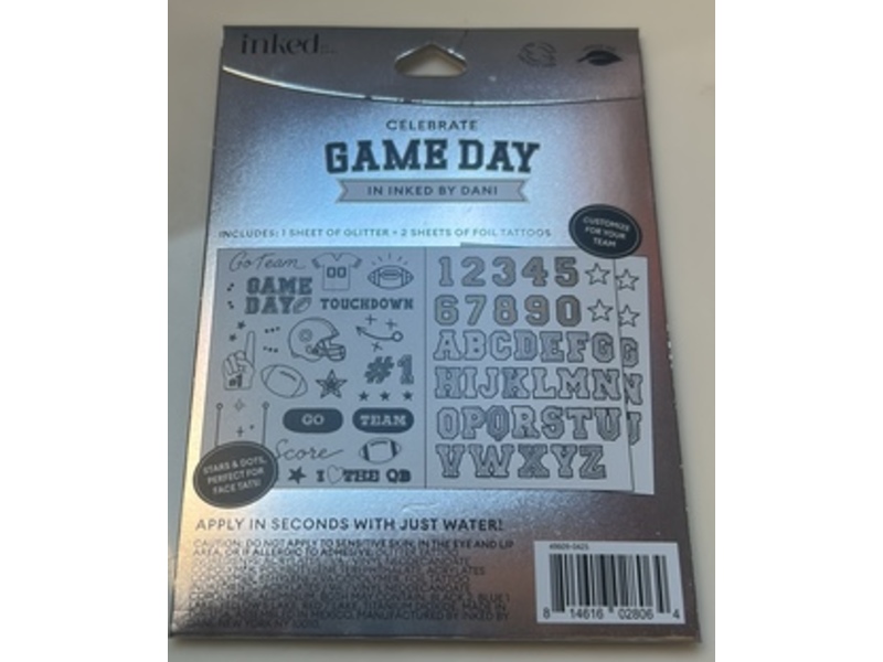 Inked By Dani Game Day Temporary Tattoos, 100 Count