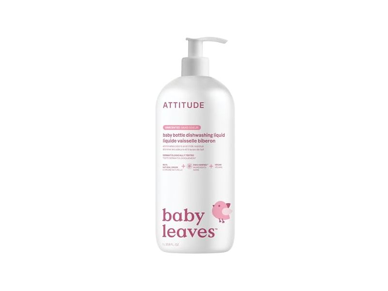 Attitude Baby Bottle Dishwashing Liquid, Unscented, 33.8 fl oz/1 L