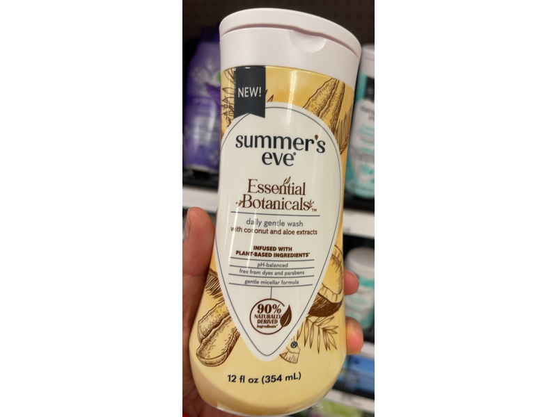 Summer's Eve Essential Botanicals Daily Gentle Wash, Coconut & Aloe Extracts, 12 fl oz/354 mL