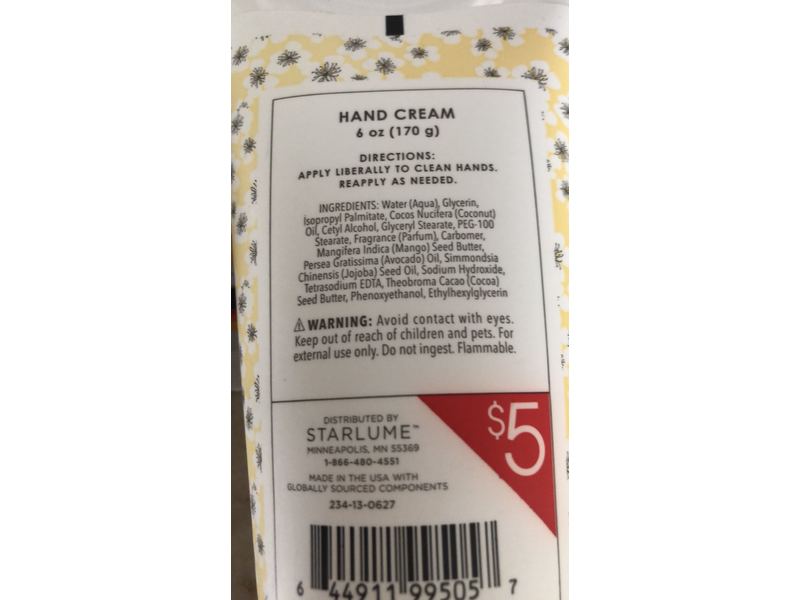 Starlume Hand Cream, Sweet mimosa, 6 oz/170 g