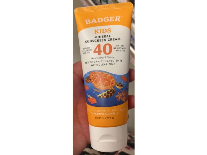 Badger Kids Mineral Sunscreen, SPF 40, 2.9 fl oz/87 mL