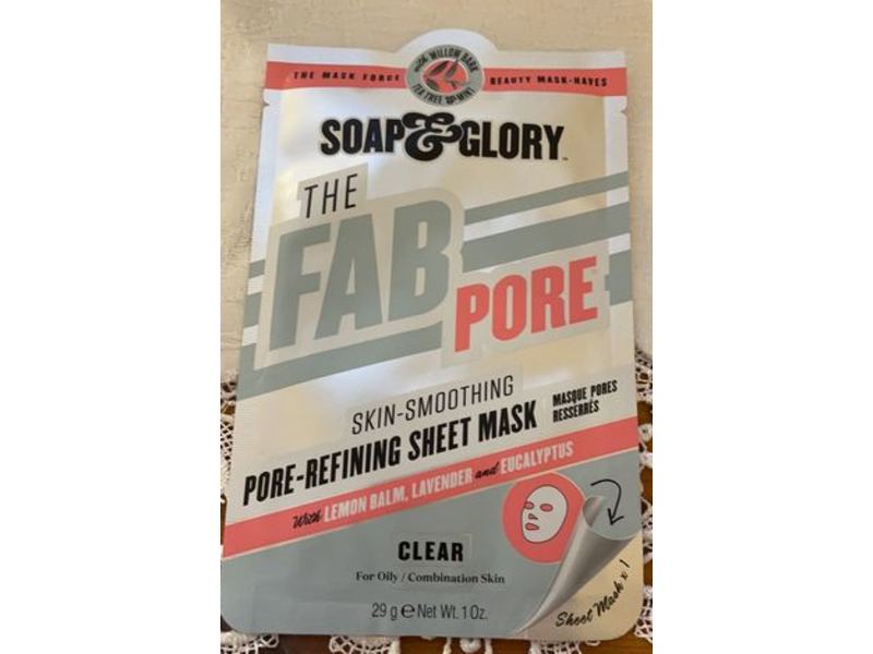 Soap & Glory The Fab Pore Skin Smoothing Pore-Refining Sheet Mask, Clear, 1 oz/29 g