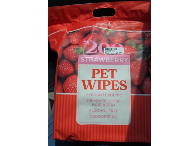 FurryFriends Pet Wipes, Strawberry, 200 Count