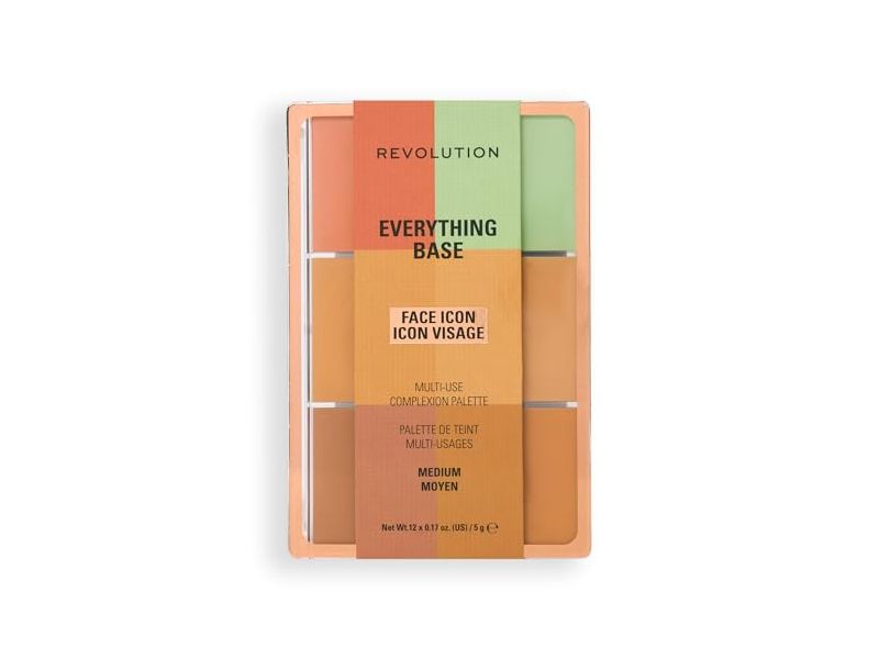 Revolution Beauty London Everything Base Face Icon Visage Multi-Use Complexion Palette, Medium Moyen, 0.17 oz/5 g