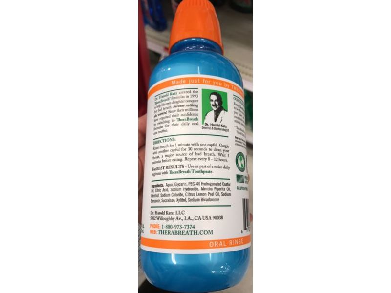 TheraBreath Dentist Recommended Fresh Breath Oral Rinse, Icy Mint Flavor, 16 fl oz / 473 mL