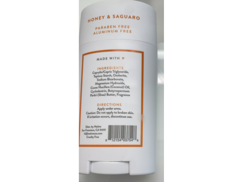 Native Deodorant, Honey & Saguaro, 2.65 oz/75 g