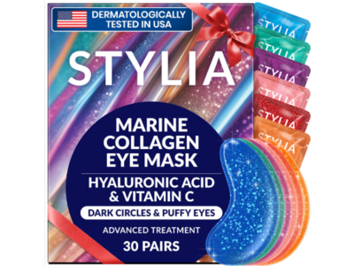 Stylia Marine Collagen Eye Mask, Hyaluronic Acid & Vitamin C, 6.35 fl oz/180 g, 30 Pairs