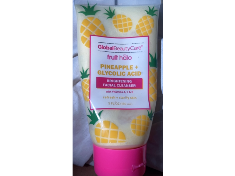 Global Beauty Care Fruit Halo Brightening Facial Cleanser, Pineapple + Glycolic Acid, 5 fl oz/150 mL