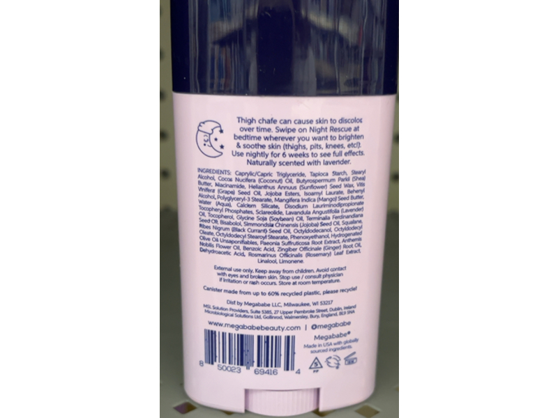 Megababe Overnight Brightening Stick, Night Rescue, 2.12 oz/60 g