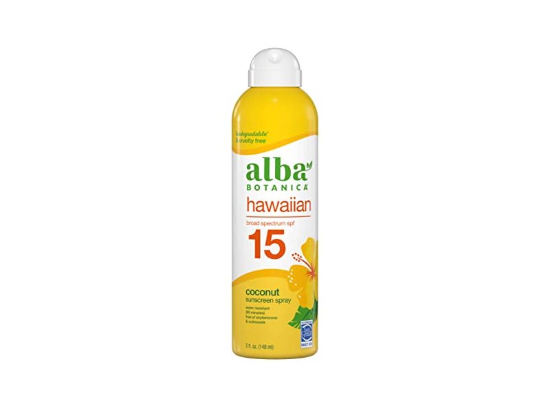 Alba Botanica Face & Body Sunscreen Spray, Coconut, SPF 15, 5 fl oz/148 mL
