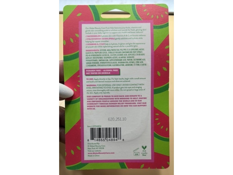 Global Beauty Care Fruit Halo Nourishing Lip Oil, Watermelon + Phas, 0.18 fl oz/5 mL