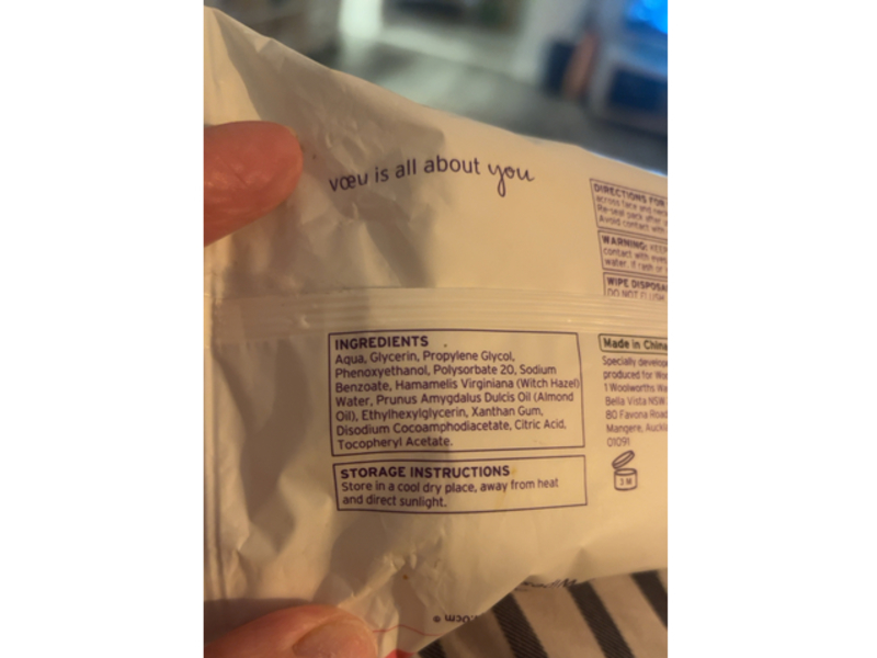 Voeu Cleansing Facial Wipes, Dry & Sensitive Skin, 30 Count