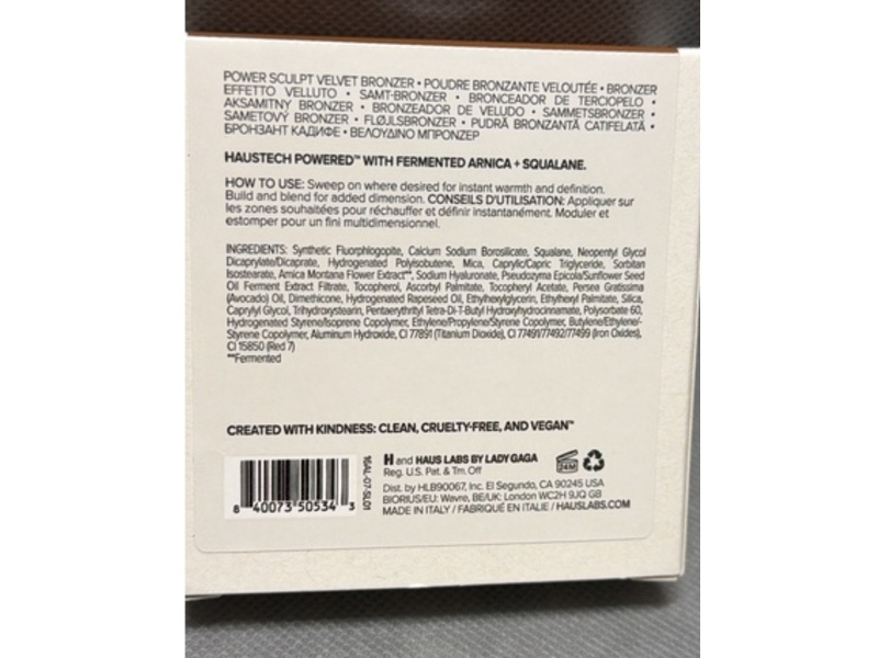Haus Labs By Lady Gaga Power Sculpt Velvet Bronzer, Soleil Sand Fair , 0.39 oz/11 g