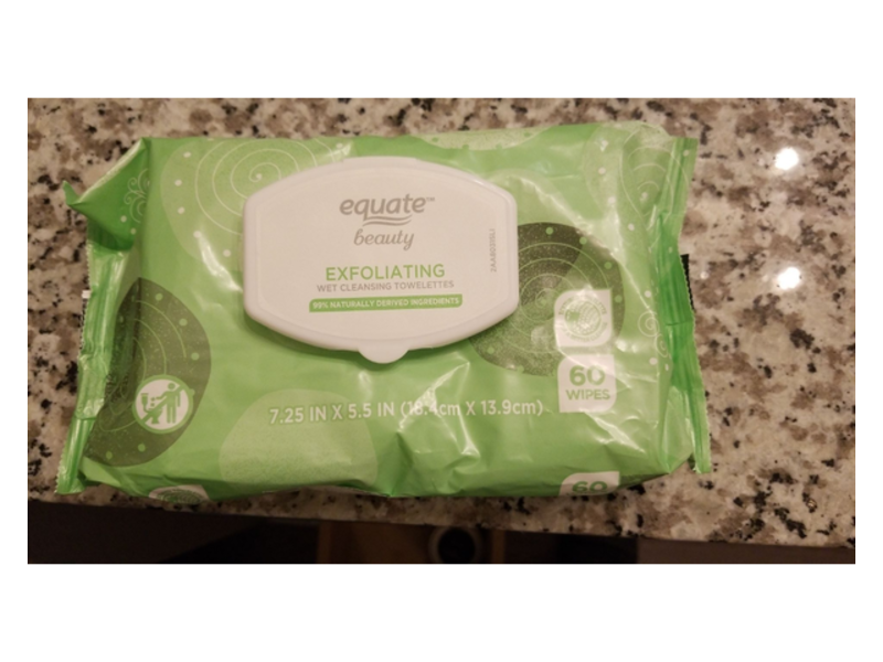 Equate Beauty Exfoliating Wet Cleaning Towelettes, 60 Wipes