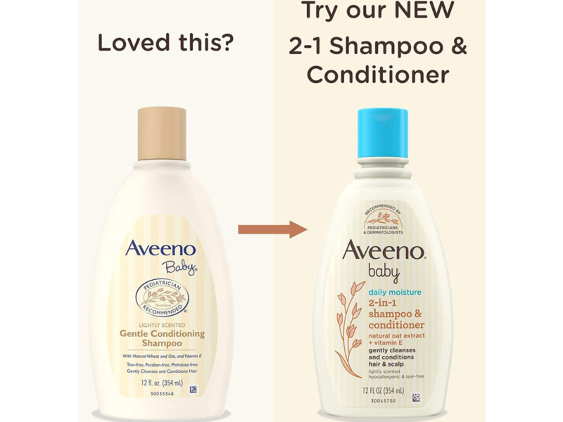 Aveeno Baby Daily Moisture Wash & Shampoo, Natutal Oat Extract, 12 fl oz/354 mL