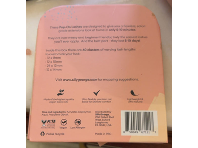 Silly George Pop-On Lashes One Step DIY Pre-Glued Extension Clusters, Blush, 60 Count