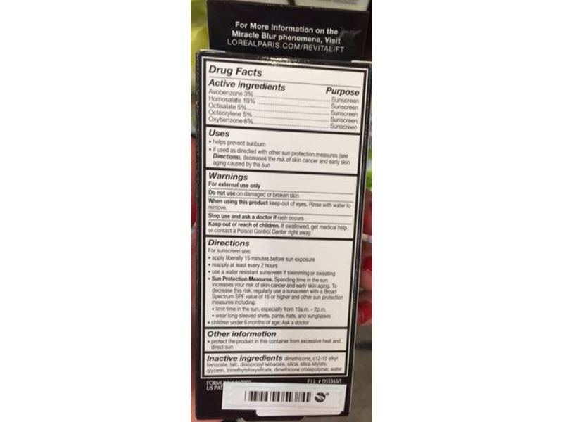 L'Oreal Paris Revitalift Miracle Blur Instant Skin Smoother Finishing Cream, SPF 30, 1.18 fl oz/35 mL