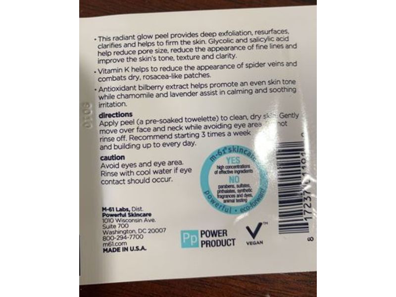 M-61 Powerglow Peel Exfoliating Facial Peel, 1 count