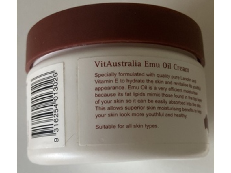 Vitaustralia Emu Oil Cream, Vitamin E, 250 g