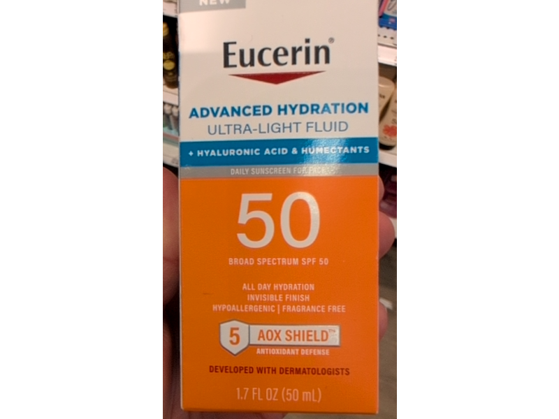 Eucerin Advanced Hydration Ultra Light Fluid, SPF 50, 1.7 fl oz/50 mL